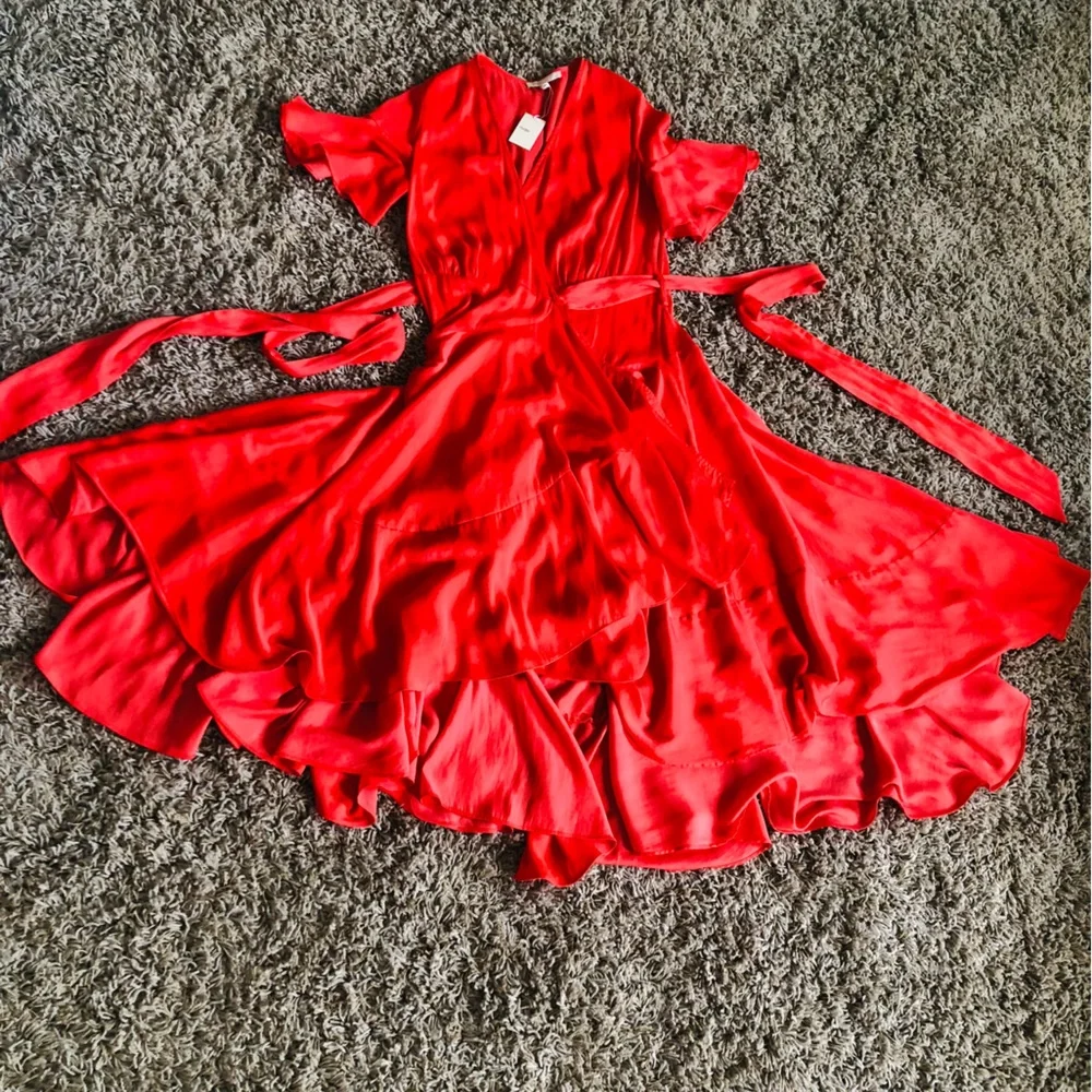 Maje Coral Wrap High-Low Midi Dress with Tie Waist. Size 1 ( S ) - Picture 10 of 12